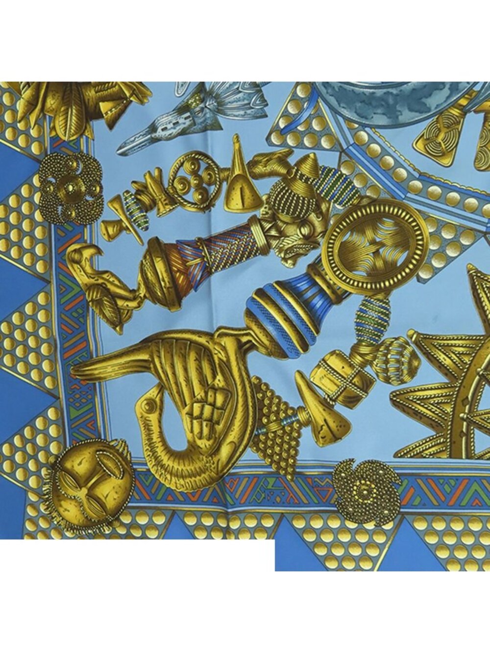 Hermes Carre 90 Blue Gold Silk L'or Des Chefs Scarf - Picture 6 of 9